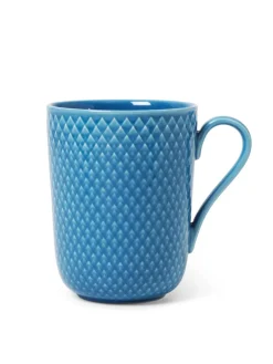 Lyngby Porcelæn Rhombe krus m. hank, blå fra> Service
