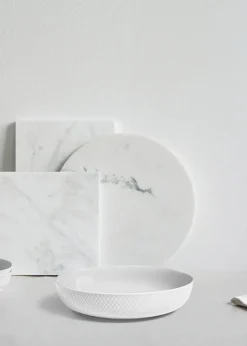 Lyngby Porcelæn Rhombe serveringsskål, hvid fra> Service