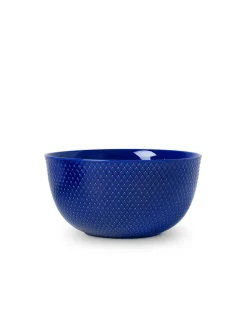 Lyngby Porcelæn Rhombe skål, mørk blå Ø22 cm fra> Service