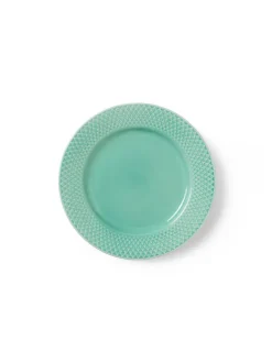 Lyngby Porcelæn Rhombe tallerken, aqua Ø21 cm fra> Service