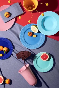 Lyngby Porcelæn Rhombe tallerken, blå Ø27 cm fra> Service
