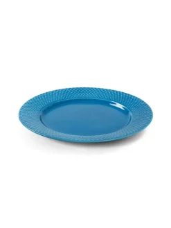 Lyngby Porcelæn Rhombe tallerken, blå Ø27 cm fra><noscript><img width=