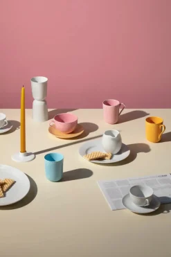 Lyngby Porcelæn Rhombe Tekop m. underkop rosa/sand fra> Service