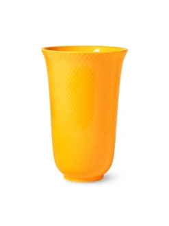 Lyngby Porcelæn Rhombe vase, gul fra> Vaser