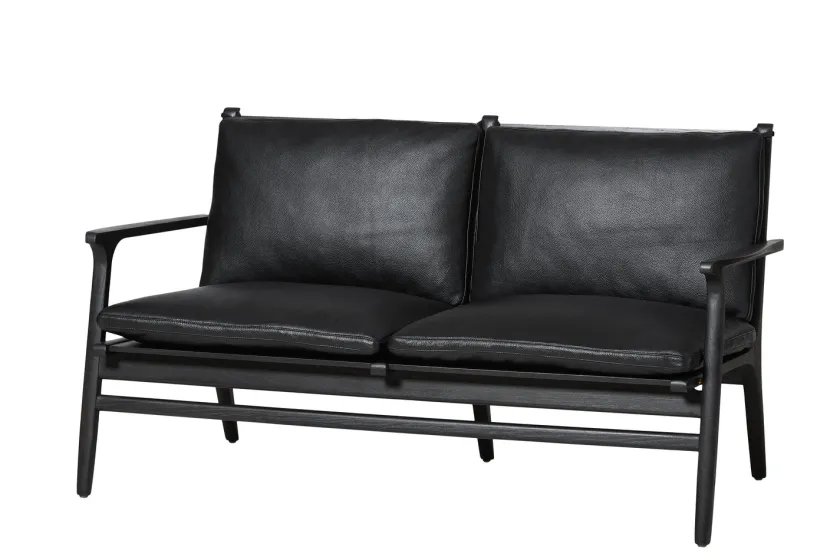Stellar Works Rén Lounge sofa 2. pers natur eg, sort læder fra> Sofaer
