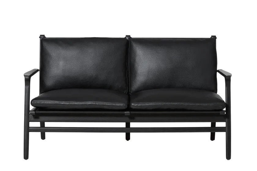 Stellar Works Rén Lounge sofa 2. pers natur eg, sort læder fra> Sofaer