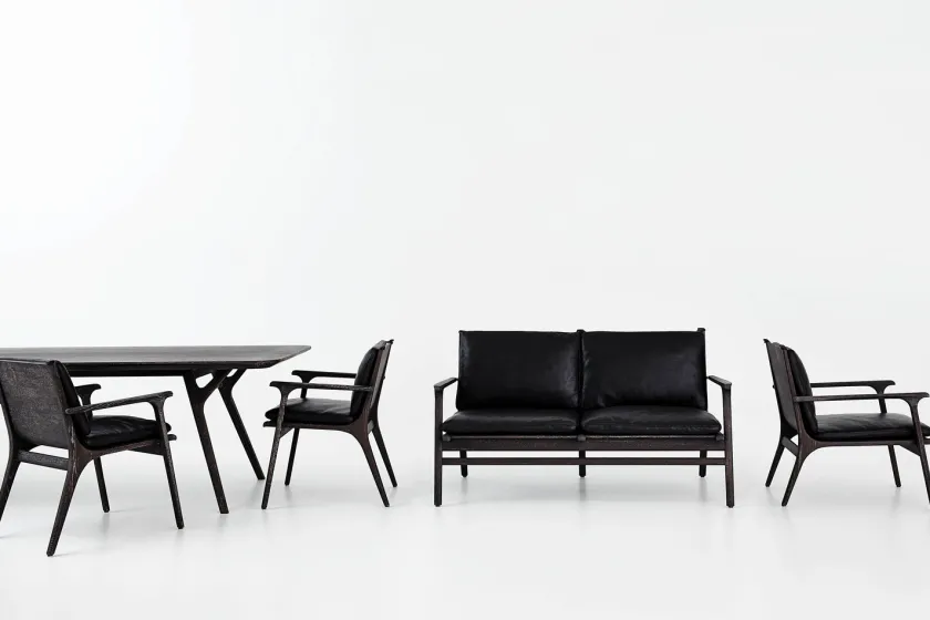 Stellar Works Rén Lounge sofa 2. pers natur eg, sort læder fra> Sofaer