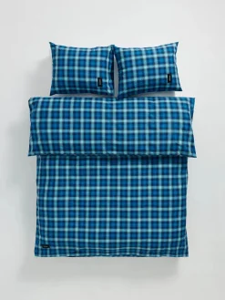 Magniberg Rodeo Pillow Case, neon blue check fra> Tekstiler Til Soveværelset