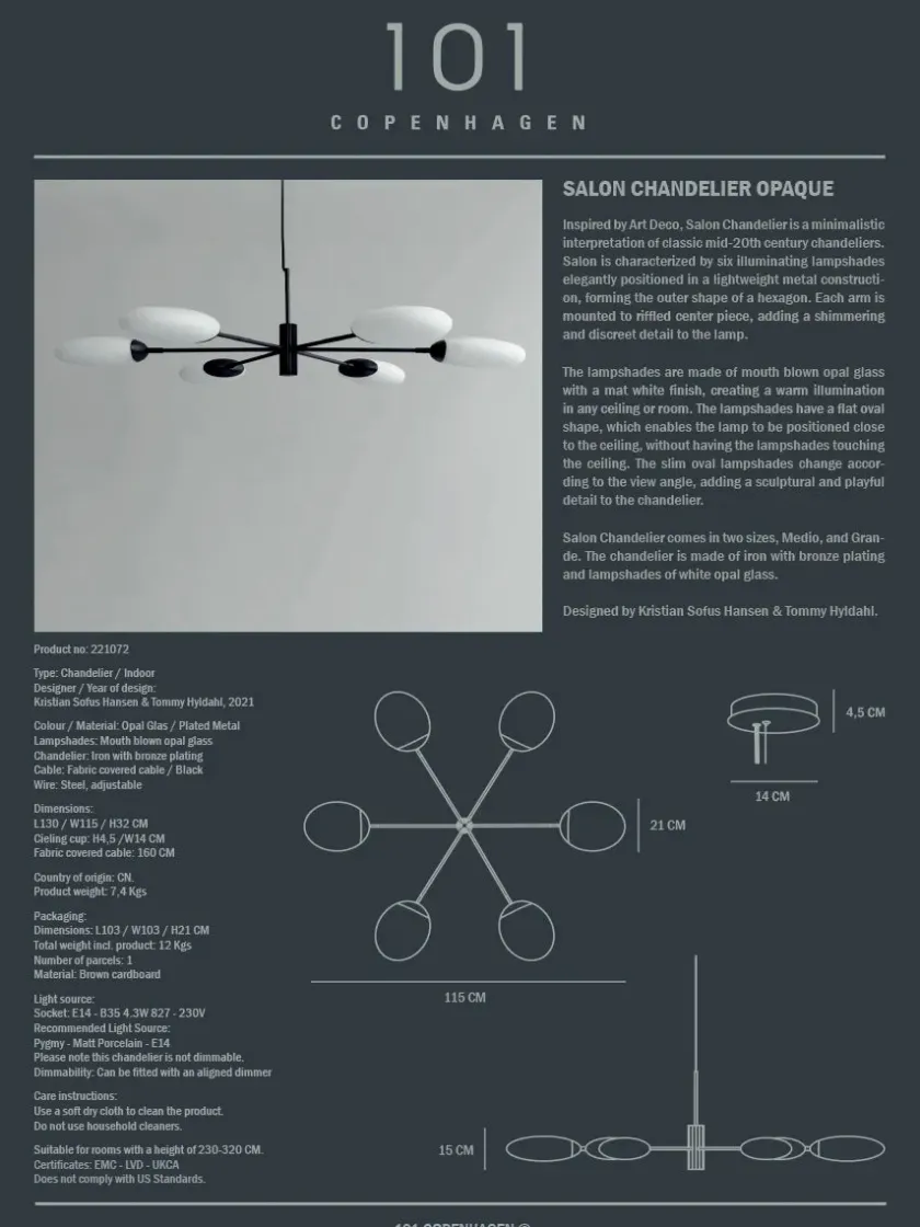 101 Copenhagen Salon Chandelier, grande opaque fra> Lysekroner|Spots