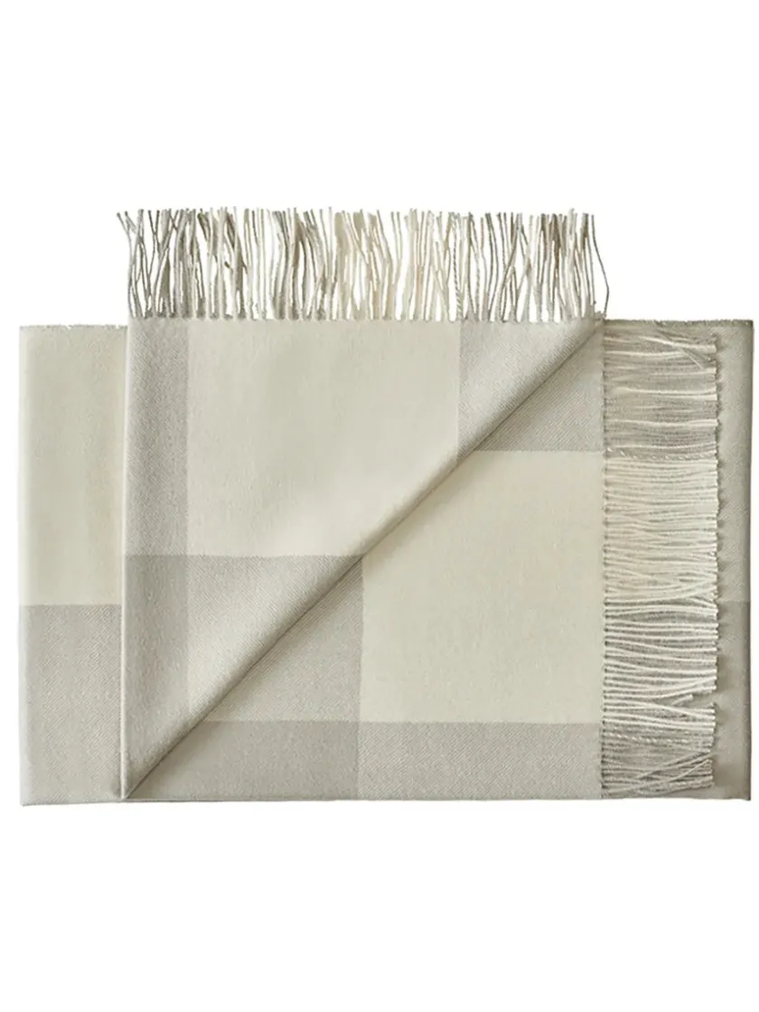 Silkeborg Uldspinderi Santa Fe Plaid, limestone fra> Puder Og Plaider