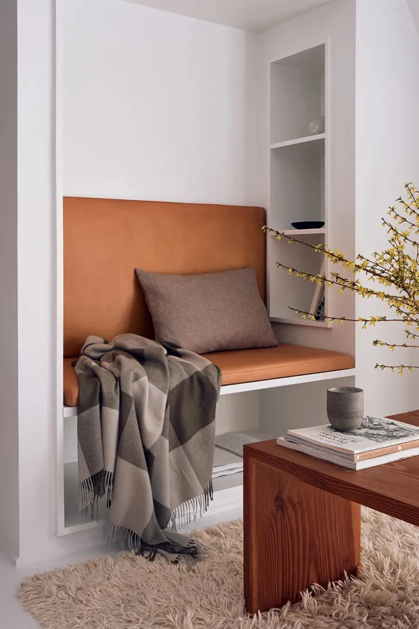 Silkeborg Uldspinderi Santa Fe Plaid, limestone fra> Puder Og Plaider