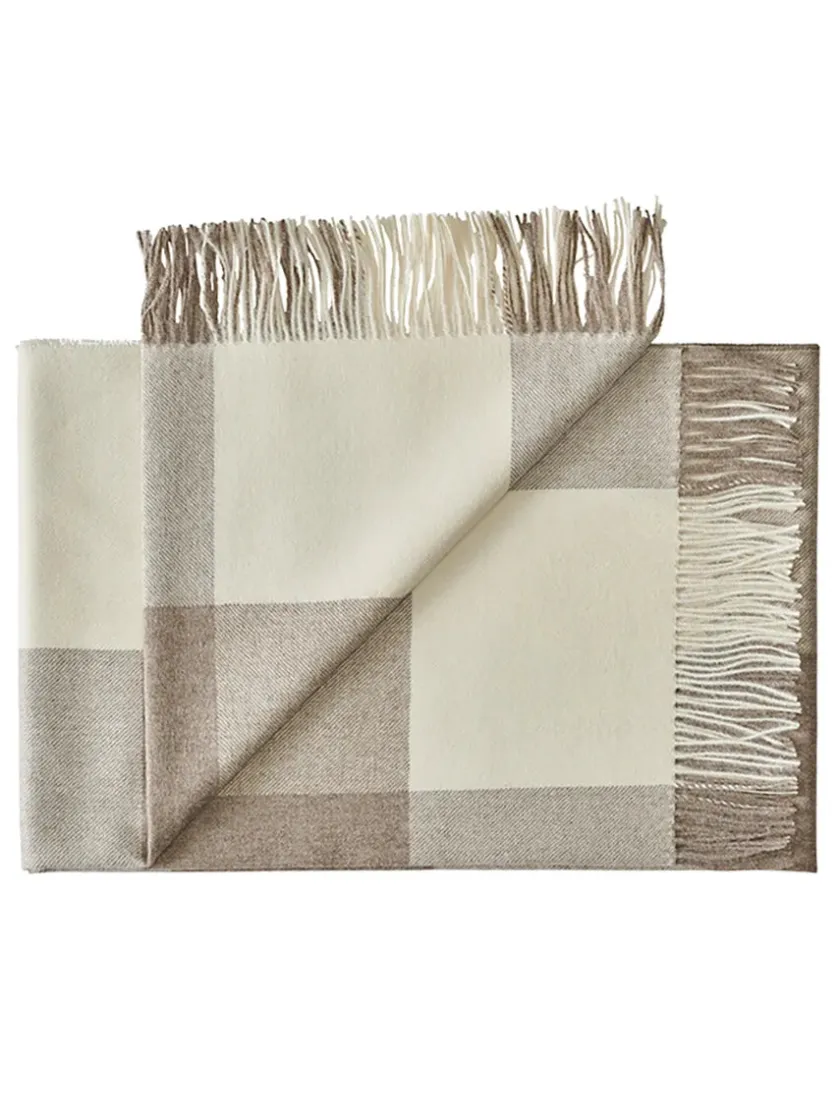 Silkeborg Uldspinderi Santa Fe Plaid, limestone fra> Puder Og Plaider