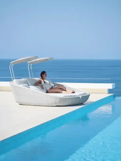Cane-line Savannah Daybed, højre i hvid/grå fra> Udendørs Loungemøbler