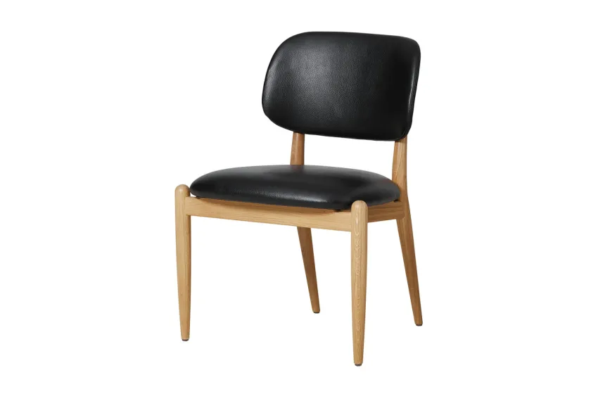 Stellar Works Slow side chair fra i egetræ med sort læder> Lænestole