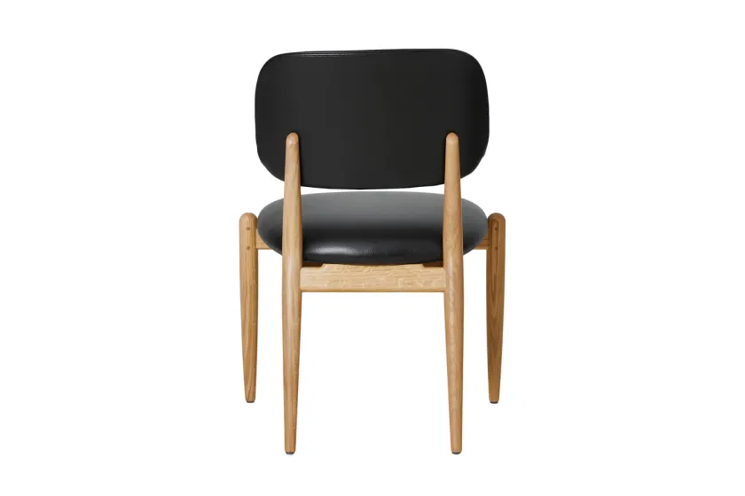 Stellar Works Slow side chair fra i egetræ med sort læder> Lænestole