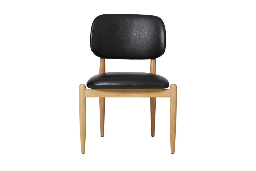 Stellar Works Slow side chair fra i egetræ med sort læder> Lænestole