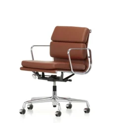 Vitra Soft Pad Chair EA 217 Kontorstol, cognac læder/krom stel fra> Kontorstole