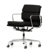 Vitra Soft Pad Chair EA 217 Kontorstol, sort læder/krom stel fra> Kontorstole