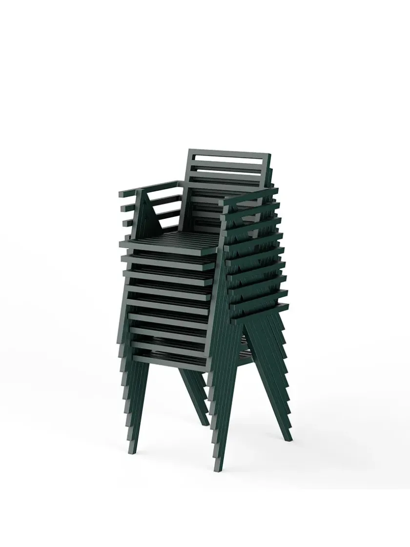 Nine Stacking Arm Chair, grøn fra 19 Outdoors> Havestole