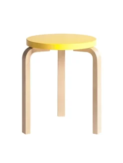 Artek Stool 60, yellow lacquered fra> Skamler