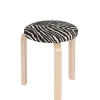 Artek Stool 60, zebra fabric fra> Skamler