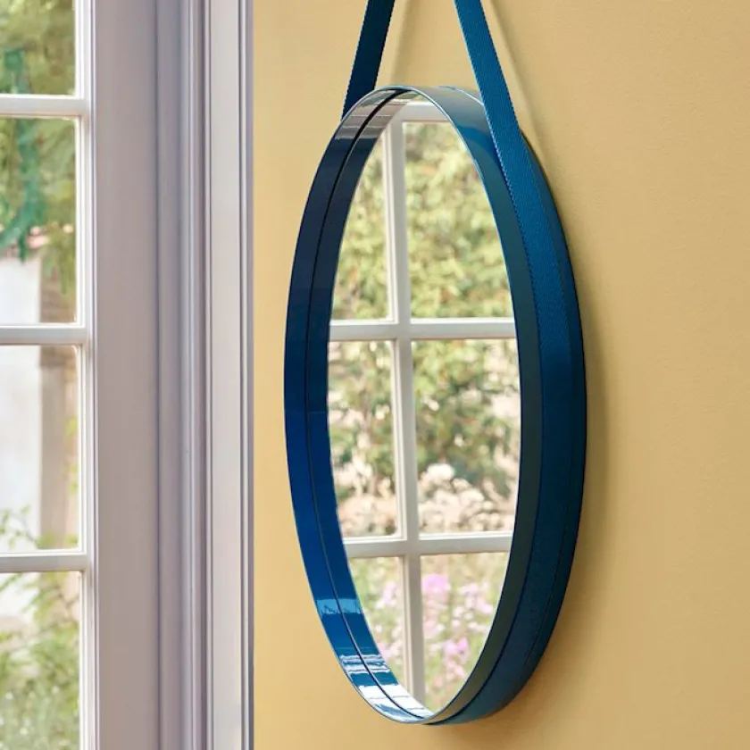 HAY Strap Mirror No 2 Ø50 Red - Spejl fra> Spejle