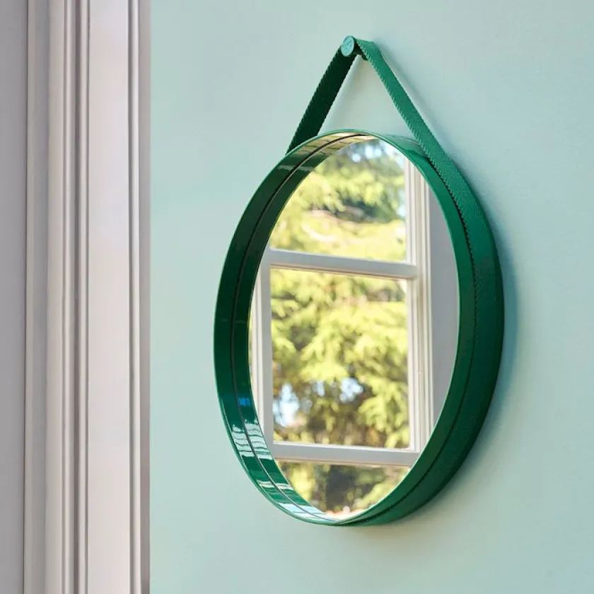 HAY Strap Mirror No 2 Ø50 Red - Spejl fra> Spejle