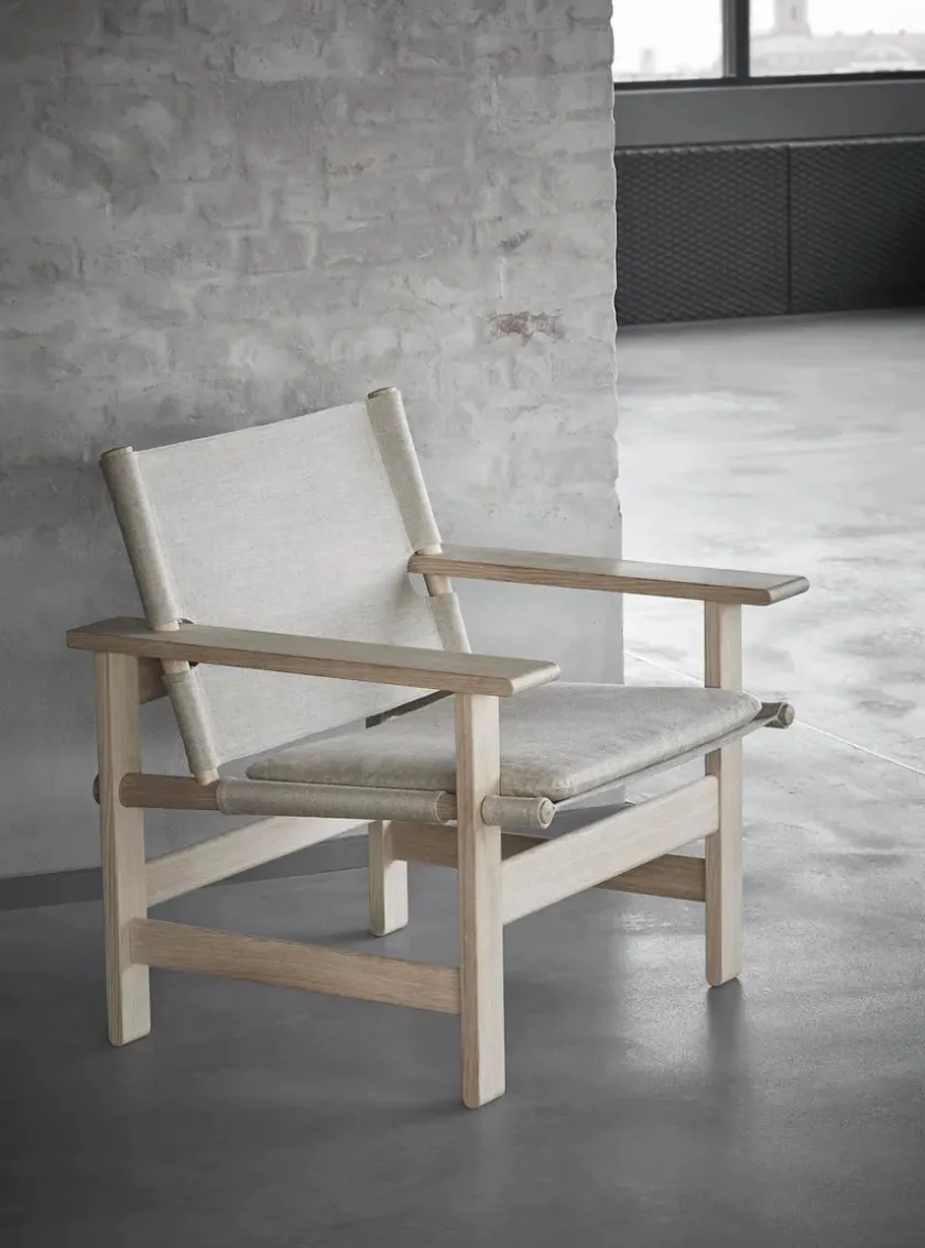 Fredericia Furniture The Canvas Chair, lys olieret eg natur canvas af Børge Mogensen> Loungestole|Lænestole