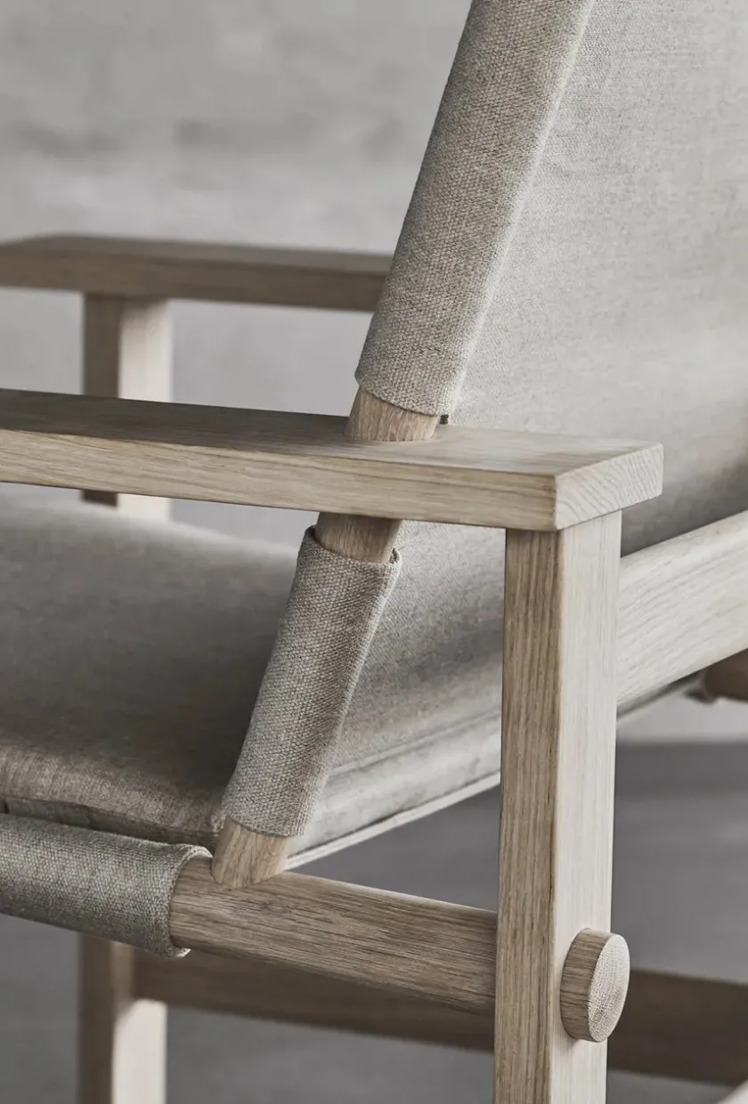 Fredericia Furniture The Canvas Chair, lys olieret eg natur canvas af Børge Mogensen> Loungestole|Lænestole