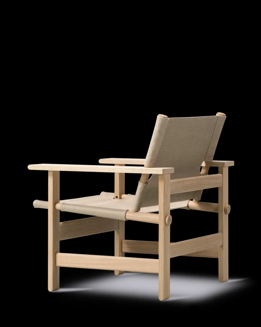 Fredericia Furniture The Canvas Chair, røget eg sort canvas af Børge Mogensen> Loungestole|Lænestole