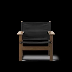 Fredericia Furniture The Canvas Chair, røget eg sort canvas af Børge Mogensen><noscript><img width=
