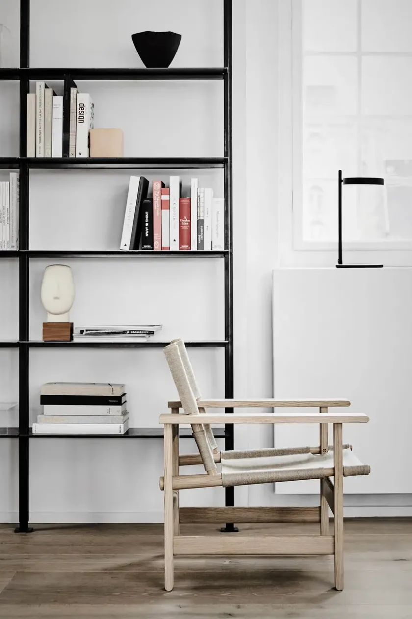 Fredericia Furniture The Canvas Chair, sortlakeret eg sort canvas af Børge Mogensen> Loungestole|Lænestole