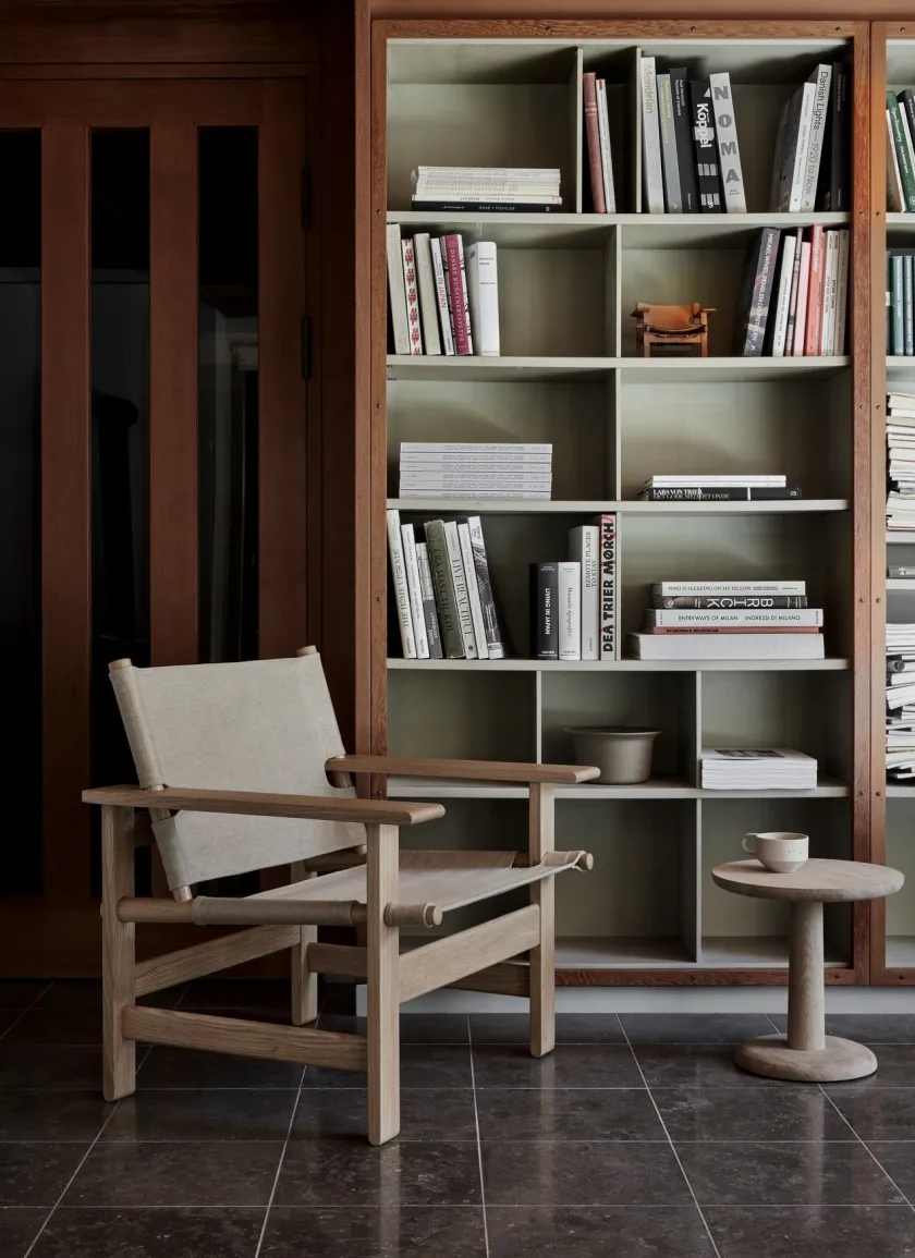 Fredericia Furniture The Canvas Chair, sortlakeret eg sort canvas af Børge Mogensen> Loungestole|Lænestole