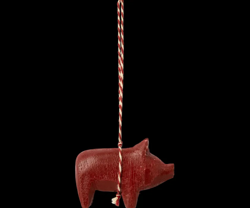 Maileg Træ ornament, gris - rød fra> Juletræspynt