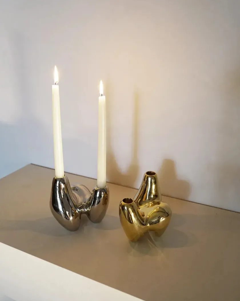 Hein Studio Unity Candleholder, silver fra> Lysestager