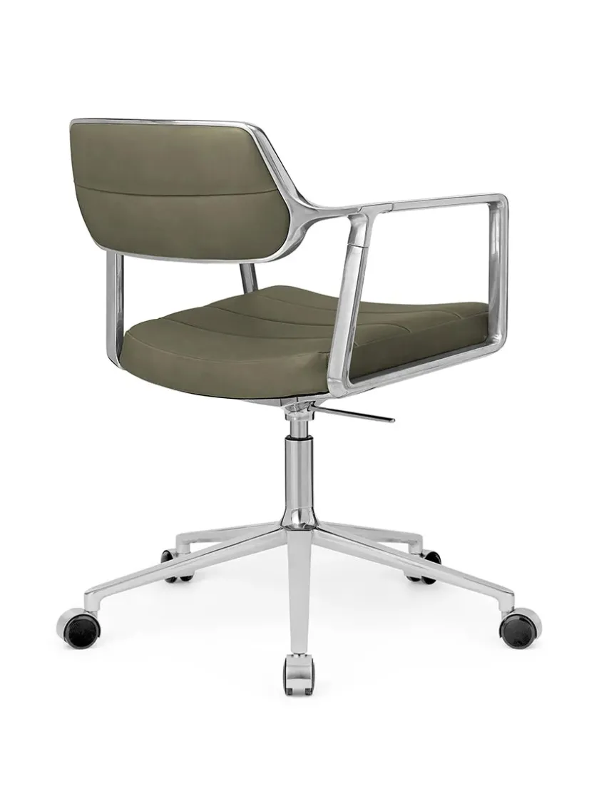 Vipp 453 Swivel+ Chair m/sort stel & hjul, sort læder fra> Kontorstole