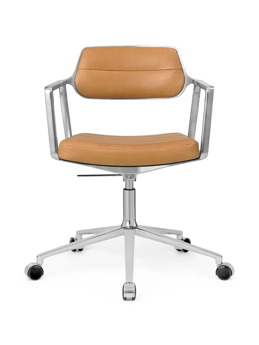 Vipp 453 Swivel+ Chair m/sort stel & hjul, sort læder fra> Kontorstole