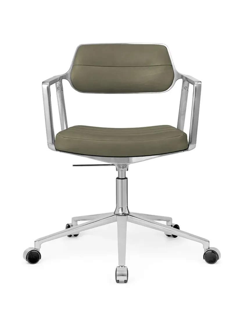 Vipp 453 Swivel+ Chair m/sort stel & hjul, sort læder fra> Kontorstole