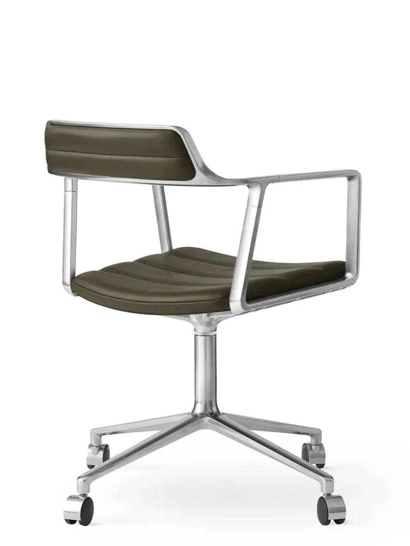 Vipp 452 Swivel Chair m/sort stel & hjul, sort læder fra> Kontorstole