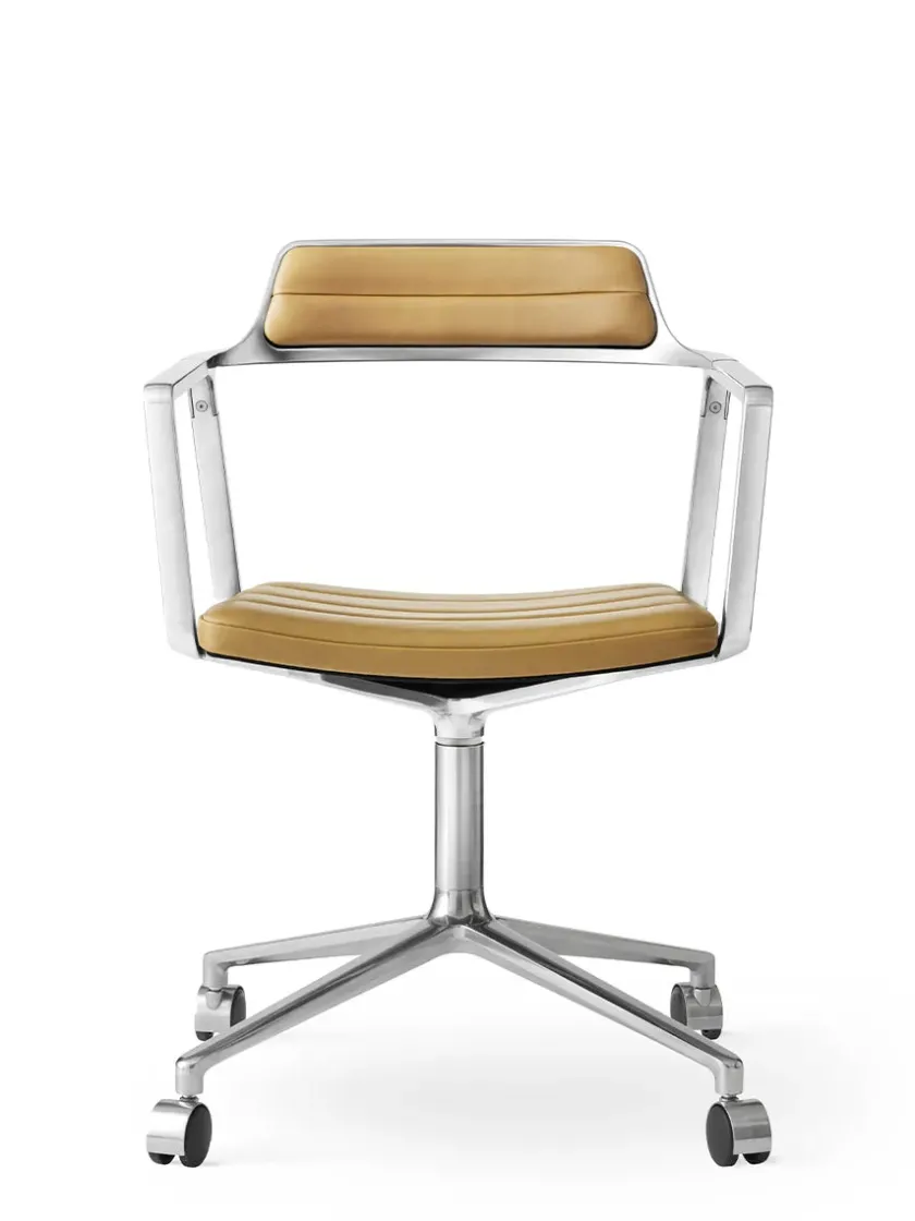 Vipp 452 Swivel Chair m/sort stel & hjul, sort læder fra> Kontorstole
