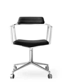 Vipp 452 Swivel Chair m/sort stel & hjul, sort læder fra><noscript><img width=
