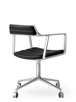 Vipp 452 Swivel Chair m/sort stel & hjul, sort læder fra><noscript><img width=