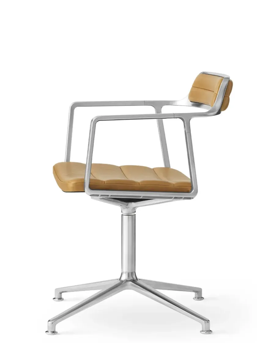 Vipp 452 Swivel Chair m/sort stel, sort læder fra> Spisebordsstole