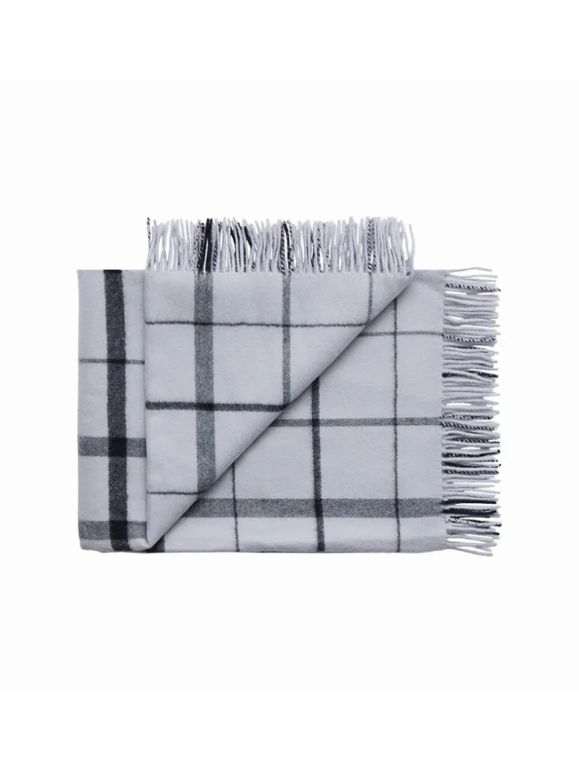 Silkeborg Uldspinderi Warp & Weft Plaid, concrete/midnight fra> Puder Og Plaider