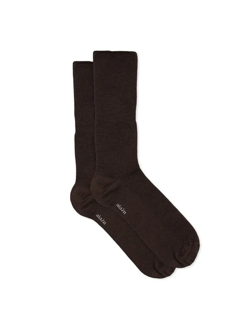 Aiayu Wool Rib Socks, navy fra> Gaver Til Hende|Tøj