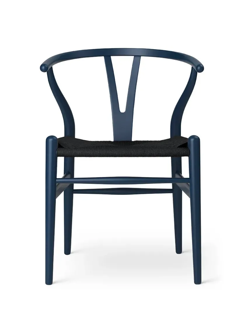 Carl Hansen & Søn Y-stol CH24 Soft Black med sort flet af Hans J. Wegner> Spisebordsstole