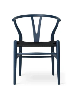 Carl Hansen & Søn Y-stol CH24 Soft Blue med sort flet af Hans J. Wegner> Spisebordsstole