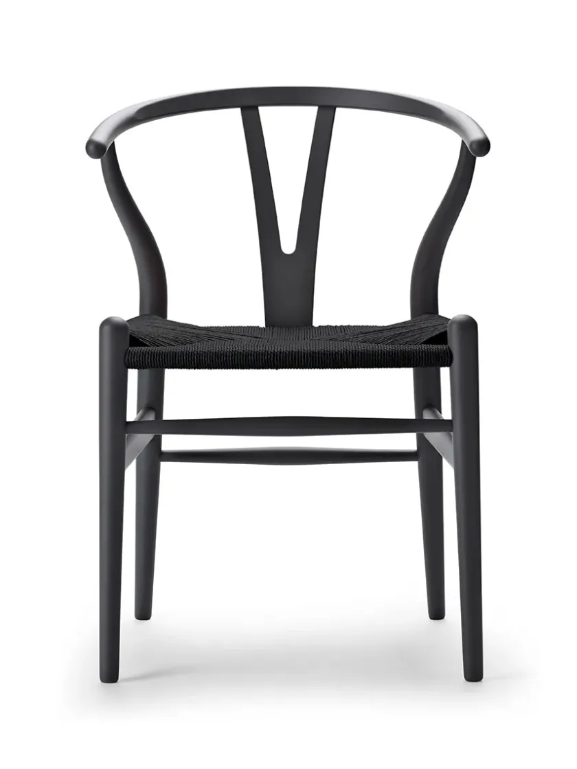 Carl Hansen & Søn Y-stol CH24 Soft Blue med sort flet af Hans J. Wegner> Spisebordsstole