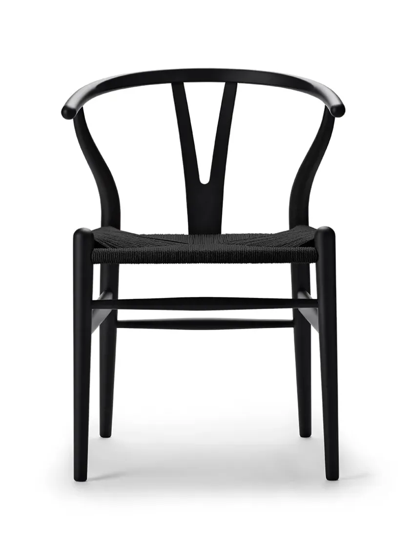Carl Hansen & Søn Y-stol CH24 Soft Blue med sort flet af Hans J. Wegner> Spisebordsstole