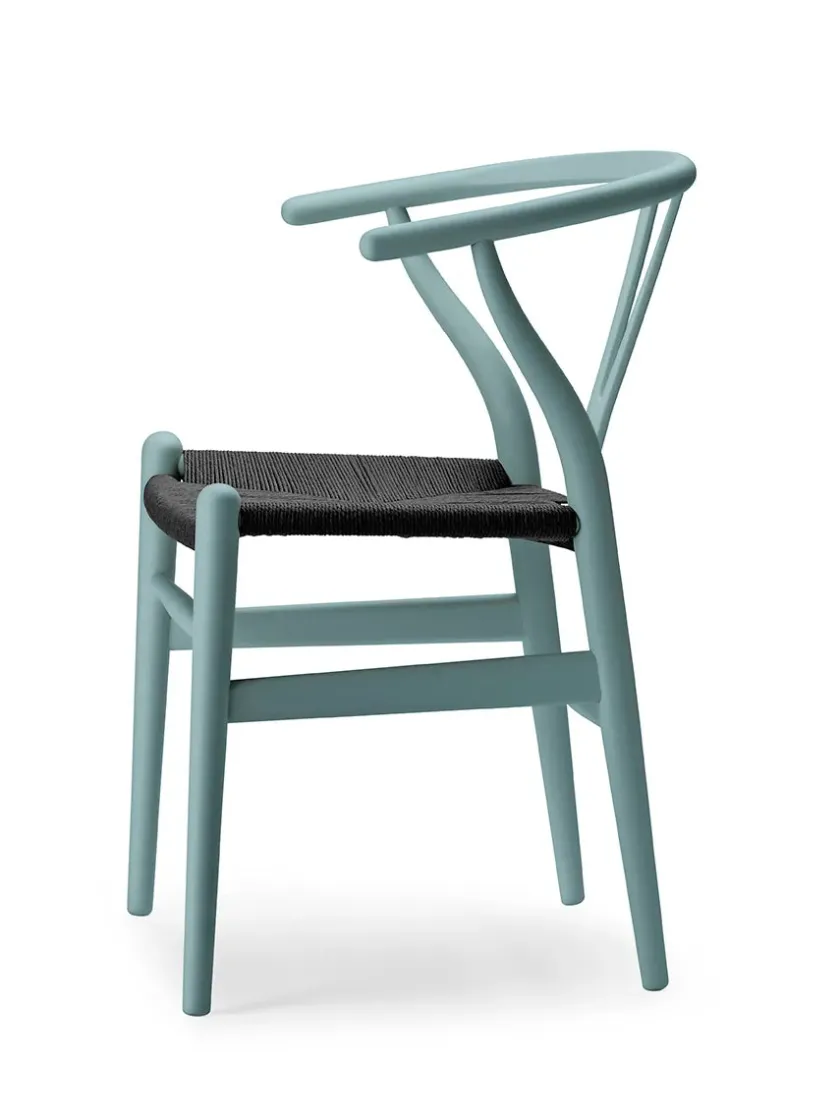 Carl Hansen & Søn Y-stol CH24 Soft Orange Red med sort flet af Hans J. Wegner> Spisebordsstole
